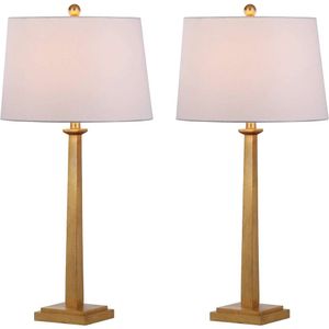 Safavieh Lighting Collection Andino Gold 32 -Zoll -Tischlampe 2 - Perfekt für Schlafzimmer, Wohnzimmer, Home Office - enthält LED -Lampen