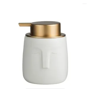 Liquid Soap Dispenser Face Shaped Modern Ceramic Bottle Gold Pump för badrum och kök 350 ml (11,8 oz)