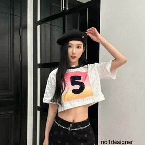 T-shirt corta profumata da donna del designer Shenzhen Nanyou Taglia 5 Inizio primavera Nuovo prodotto Industria pesante Scava fuori Lettera Ricamo Versatile Allentato e dimagrante Y0YJ
