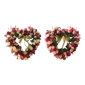 Decorative Flowers Rose Floral Wreath 13.78 Inch Handmade Artificial Garland Front Door For Window And Wall Wedding Party Home Decor