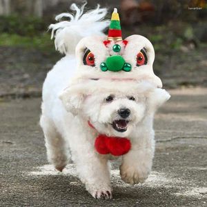 Dog Apparel Chinese Pet Lion Hat 2024 Christmas Style Cute Cat Warm Dance Year Celebration