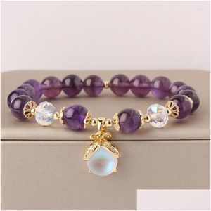 Braccialetti con ciondoli Bracciale stile coreano per donna Elastico Ametista Amante Fidanzata Regalo Ciondolo in metallo arachidi Ragazza Consegna a goccia Gioiello Dh2Ow