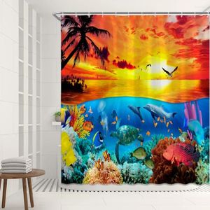 Dusch gardiner ocean world 3d tryckt gardin under havslandskapet för badrum vardagsrum hem dekor badprodukter