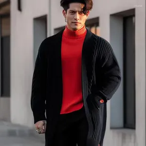 Erkek Sweaters Sonbahar Kış Örgü Hırgalar Erkek Sokak Giyim Moda Twist Crochet Sweater Ceket Katlar Sıradan Erkek Uzun Kollu