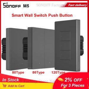 Kontrol Sonoff M5 Switchman Duvar Anahtarı 80/86/120 Tip Duvar İtme Düğmesi Anahtarı Ewelink Uygulaması Alexa Google Home Alice Siri için Kontrol