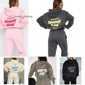 white foxx Mens Tracksuit 2 Piece Sets Women Hooded Hoodies Long Sleeved Spring Autumn Sweatshirt Sporty 593 white foxs