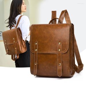 حقيبة ظهر رجعية أزياء امرأة بو حقائب مدرسية كبيرة للمراهقين الفتيات 2024 كتف مصمم بسيط