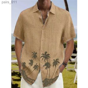 Camisas casuais masculinas camisa de verão para homens Havaí camisas de tamanho curto tops de mangas curtas masculinos masculinos da primavera original Roupas de moda XL 240402