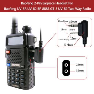 Baofeng PTT Mic headphone Walkie Talkie Earpiece headset for UV-5R BF-888S UV 13 17 21 Pro 5RH CB Two Way Radio