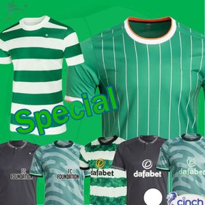 Celts 23/24 KYOGO Camisa de Futebol Fc 2023 2024 Europeu Home Away Terceiro Futebol Jerseys CeltIC DAIZEN REO McGREGOR 120 Anos Hoops Aniversário Origens Irlandesas Especial