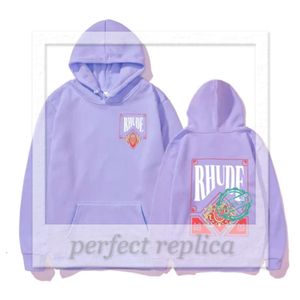 Rhude Hoodie Masculino Moletons Moletons Outstanding Designer Rhude American Fashion Brand Card Crown Impresso Hoodie Feminino Casal Casual Solto Luxuoso Wa 326