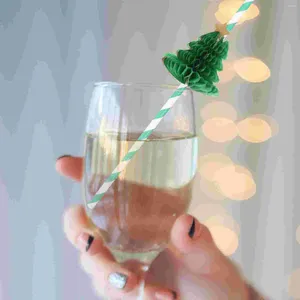 Engångskoppar Straws 10st Creative Drinking Christmas Tree Honeycomb Party Favors