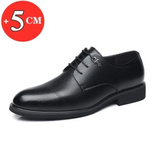 Shoes Flat / 5CM Leather Men Formal Elevator Shoes British Business Dress Shoes Height Increase Lift Shoes Invisible Taller Shoes