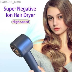 Electric Hair Dryer Professional anion hair dryer leaf less hair dryer hot/cold blow dryer household appliances free delivery Y240402