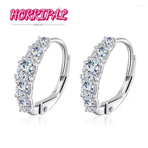 Hoop Earrings HORRIPAL Real Moissanite Trendy S925 Sterling Silver Plate 18k Gold Gift Women Anniversary Wedding Jewel