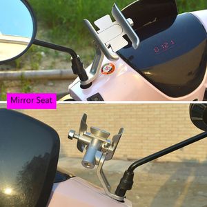 360 Rotatable Metal Bisiklet Motosiklet Motosiklet Aynası Tolbar Telefon Stand Tutucu Dikiz Ayna Mobil Cep Telefonu Bracke