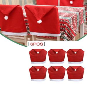 Chair Covers Christmas Cover Red Non-woven Table Decoration Dining Party Supplies 6PC