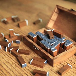 Vintage DIY Number and Alphabet Letter Wood Stamps Set with Wooden Box Alphabet Stamps for Card Making Painting Teaching