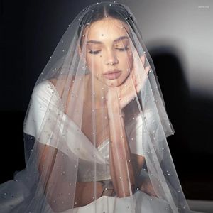 Bridal Veils BL4003 Dubbelskiktad pärlkörning utan hårkam Vit Pearl Wedding