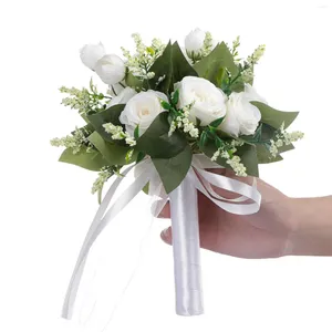 Decorative Flowers Artificial Bridal Wedding Holding Bouquets Elegant Roses For Anniversary Outdoor Activity Decor