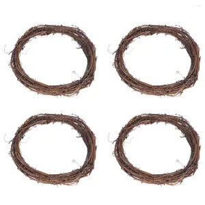 Decorative Flowers 4pcs Christmas Rattan Wreath Natural Grapevine Rustic Ring DIY Crafts Base For Door Hanger Garland