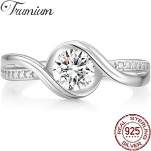 Trumium 08CT 925 Sterling Silver Engagement Rings for Women Round Cut Solitaire Cubic Zirconia CZ Wedding Band Promise 240402