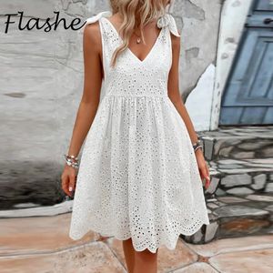 Summer Women Short Dress V Neck Sleeveless Dresses For Elegant Jacquard Design ALine Party Boho 240326