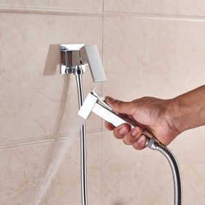 Black Bidet kran Mässing Dusch Tap Washer Mixer Cold Hot Water Mixer Crane Square Shower Sprayer Head Tap toalettkranar