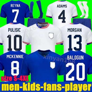 Pulisic Soccer Jerseys 2024 USA COPA America Women Men Kids Kit 24 25 Home Home Away Football Men Player Version Smith Morgan Musah McKennie Adams Size S-4XL