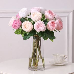 5st Simulation Real Touch fuktgivande Rose Flower Branch Home Party Decoration Fake Peony Flore Wedding Decor Supplies 240325