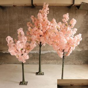 Decorative Flowers Wreaths Artificial Cherry Blossom Tree Landing Simation El Wedding Home Outdoor Garden Art Ornaments Drop Deliv Dhfpd