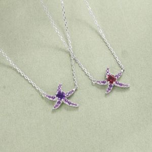 Pingente colares marca genuíno luxo jóias reais personalizado moda estrela do mar natural ametista garnet 925 colar de prata esterlina feminino