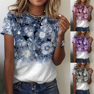 デザイナーの半袖が井戸を販売しています夏のパターンデジタル印刷短袖のカジュアルラウンドネックTシャツ女性向け
