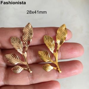 Charms 100 PCS Gold /KC Gold Leaf Charms 28x41mm Metal Stamping Leaf Pendant For Jewelry Project Handgjorda hantverk Fynd y