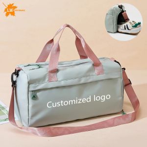 Väskor Personlig gymnastiksäck Våt och torr resväska Sportträning Bag Anpassad kvinnlig Yoga påse Bagage Bag Weekend Bag Print Logo Name Namn