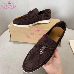 Casual Shoes Kid Suede Women Flat Lazy Slip-On Metal Loafers Lady Walk Men Summer Leather Flats Large Size 46