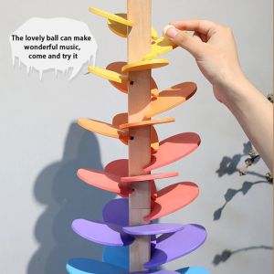 Montessori Colorful Tree Marble Ball Run Track Building Blocks Kids Wooden Toys Learning Educational Toys for Children 3 Years