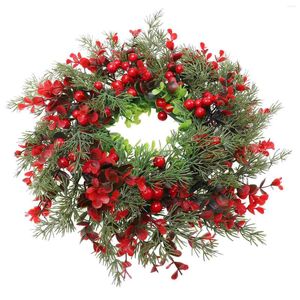 Decorative Flowers Artificial Garland Winter Wreath Classic Xmas Party Lifelike Decor Pendant Plastic Door Man Hanging