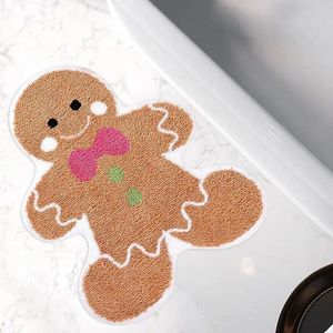 Bath Mats Entrance Door Mat Gingerbread Man Carpet Faux Cashmere Christmas Decoration Kitchen Bathroom Non-slip