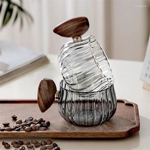 Mugs 200ml Stripe Heat-resistant High Boron Silicon Glass Coffee Mug With Wooden Handle Ice American Latte Cup Breakfast Milk Tea