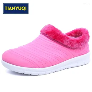 Прогулочная обувь TIANYUQI, женские зимние удобные теплые плюшевые кроссовки для отдыха, легкие спортивные слипоны на плоской подошве