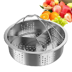 Double Boilers Stainless Steel Steamer Vegetable Fruit Basket Steaming Rack Drawer Kitchen Folding Cleaning Cooking Accessories