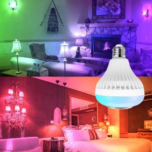 12W E27RGB Bluetooth Light Music Multicolor byte av glödlampor Bluetooth LED smarta glödlampor med fjärrkontroll för hemfest