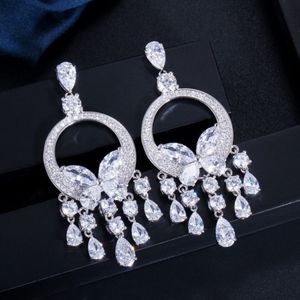 Mode funkelnder Charme Quaste Schmetterling Diamant Ohrring Designer für Frau Gelb Rot AAA Zirkonia Kupfer Braut Hochzeit Eng265F