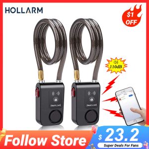 Kits Hollarm Bluetooth Bike Motorcycle Lock Alarm Waterproof Burglar Vibration Bike Alarm Lock System Security Smart APP Control