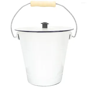 Garrafas de armazenamento dispensador de arroz para cão tratamento de esmalte de recipiente com tampa com tampa vintage white lixo cesto vaso metal lata lavanderia lavanderia