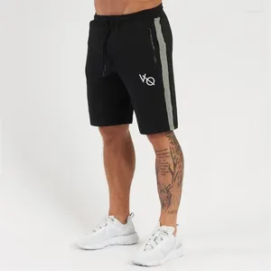 Calções masculinos bordados algodão esportes basquete calças de treinamento fitness casual wear retalhos marca moda verão