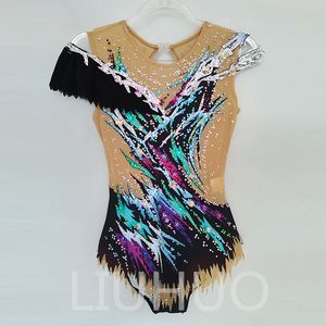 LIUHUO Personalizar Cores Collant de Ginástica Rítmica Meninas Mulheres Competição de Ginástica Artística Desempenho Desgaste Cristais Multicolor BD1364