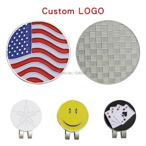 Знаки 100 Set Set Custom Logo Golf Ball Mark W Magnetic Golf Hat Clip 24 -миллиметровый маркер оптом