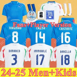 Italia FANS Plaer 2024 BONUCCI Soccer Jerse JORGINHO INSIGNE VERRATTI Men Kids FOOTBALL SHIRTS CHIESA BARELLA CHIELLINI PELLEGRINI Itals 2025 Ear